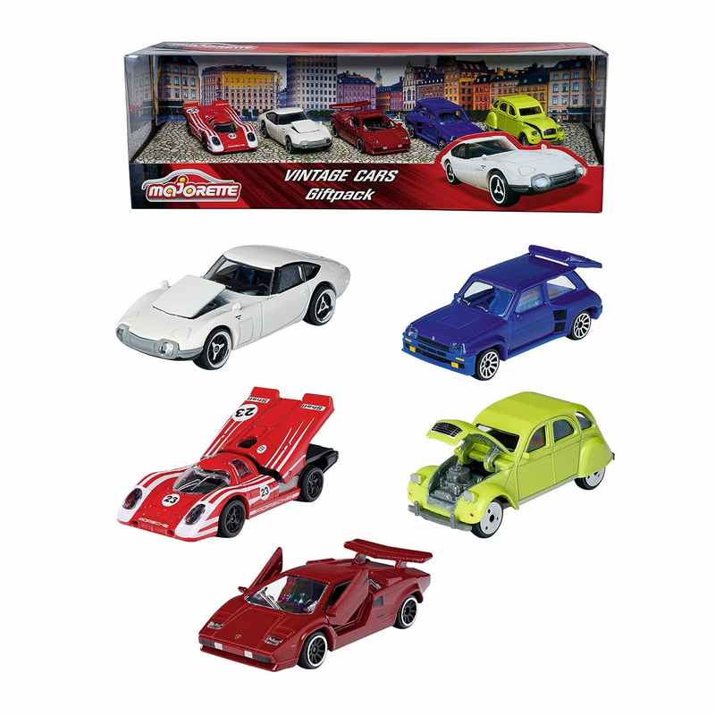 Majorette Vintage 5 Pieces Git Pack Car Set for Kids 3-12 Years