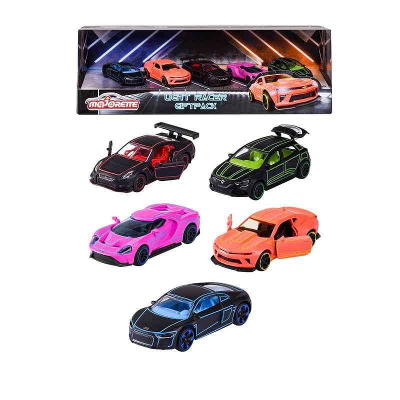 Majorette Light Racer Toy Car Set With Different Die Cast Metal Vehicles, 7.5 Cm Each, Scale 1:64 With Rotating Wheels & Opening Parts Set Of 5 For Kids 5-12 Years