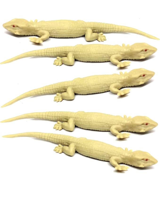 (Chipkali 5 Pcs Real Looking) Toys Fake Lizard House Gecko Rubber Practical Jokes&Prank Trick Toys, Set Of 5, Beige