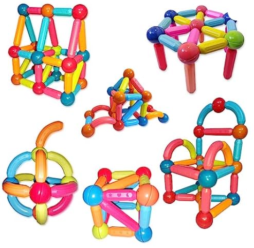 Magnetic Sticks & Balls Roundels 32 Pcs Building Blocks Educational STEAM Learning Magnet Stick with Balls Game Set Toys for Kids