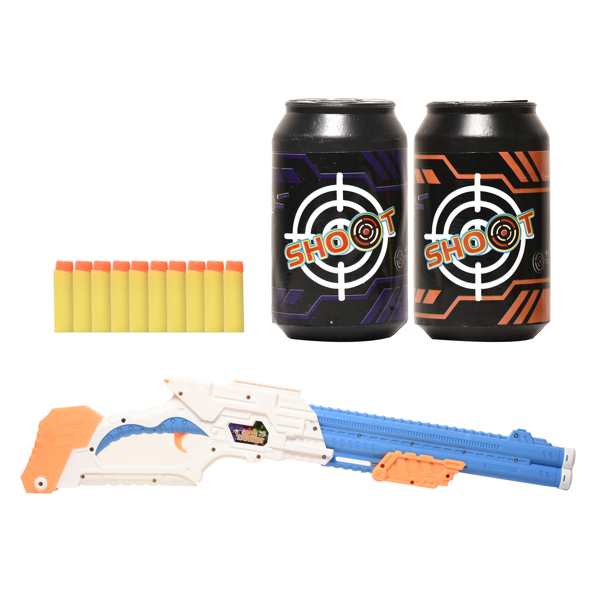 Double Barrel Super Shot Gun with Ejecting Shells10 Soft Dart Bullet & 2 Targets Toy for Kids Age 8+ Years