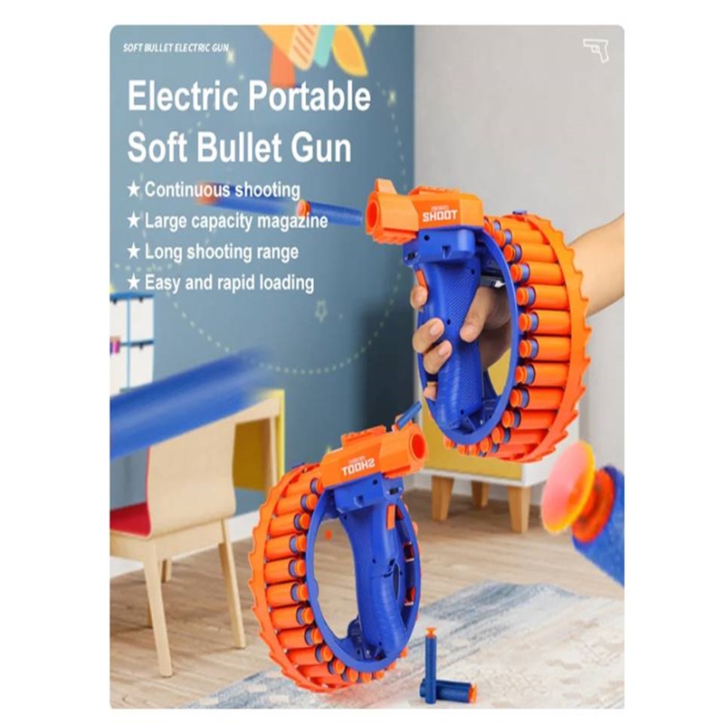 Braintastic Electric Bracelet Rapid Fire Rotating Gun with Continuous Firing Soft Bullets Launcher Rotating Wheel Toy for Kids