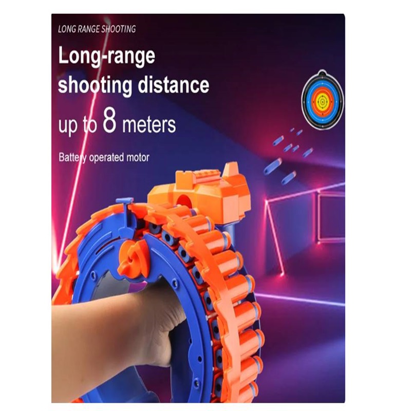 Braintastic Electric Bracelet Rapid Fire Rotating Gun with Continuous Firing Soft Bullets Launcher Rotating Wheel Toy for Kids