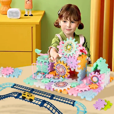 Braintastic 81 Pcs Miracle Bricks Motorized Spinning Gear Building Block Toy Sets Interlocking Learning and Educational Game for Kids