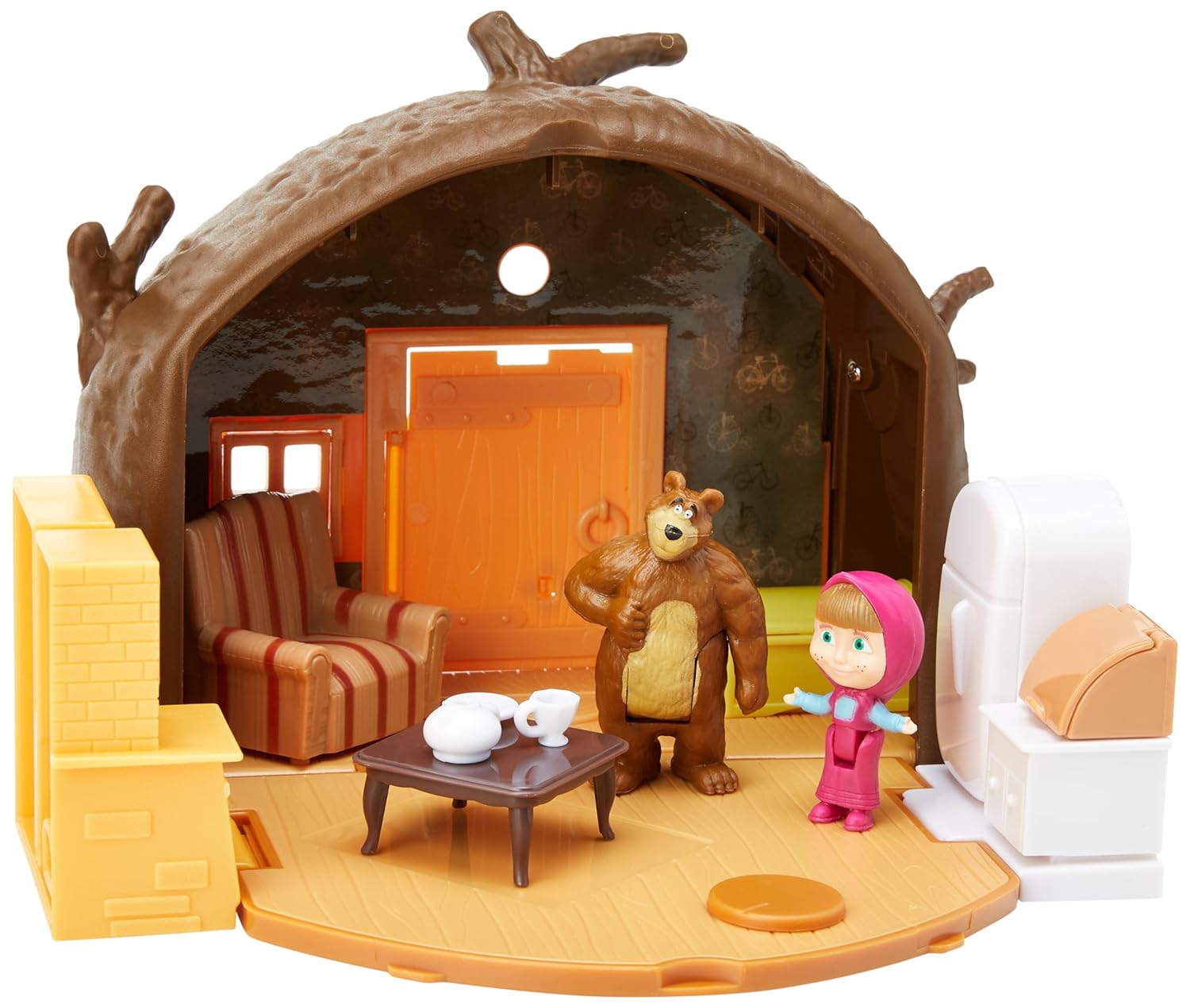 Masha and the Bear Masha, Bear Playset (4 Cm Masha And 6 Cm Bear, Multicolour)