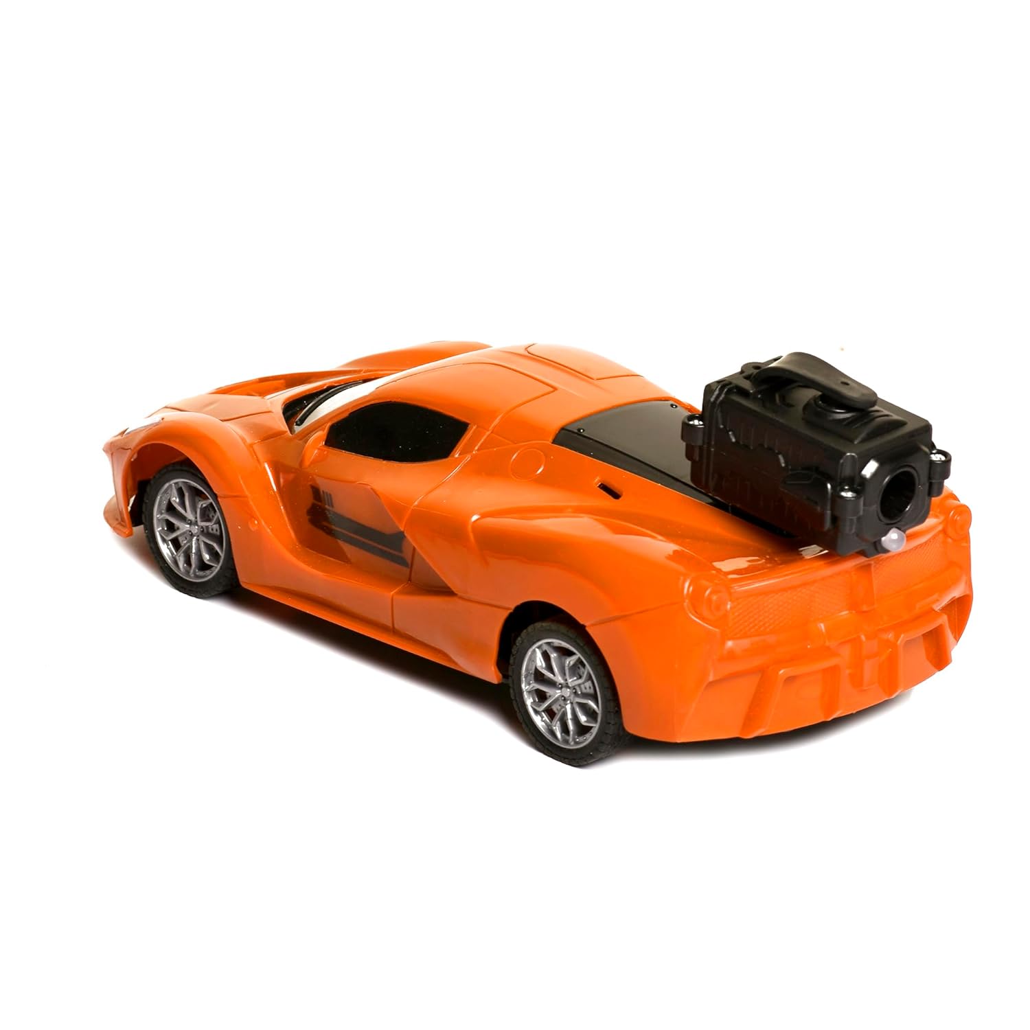 Braintastic Rechargeable RC Car with Openable Doors Light & Music Spray Model Remote Control Car Toys for Kids Age 3+ Years (Spray Car Orange)