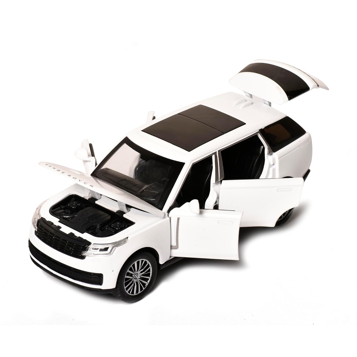 Braintastic Model Diecast Car Toy Vehicle Pull Back Friction Car with Openable Doors Light Music Toys for Kids Age 3 Years AK Metal Series Range Rover White