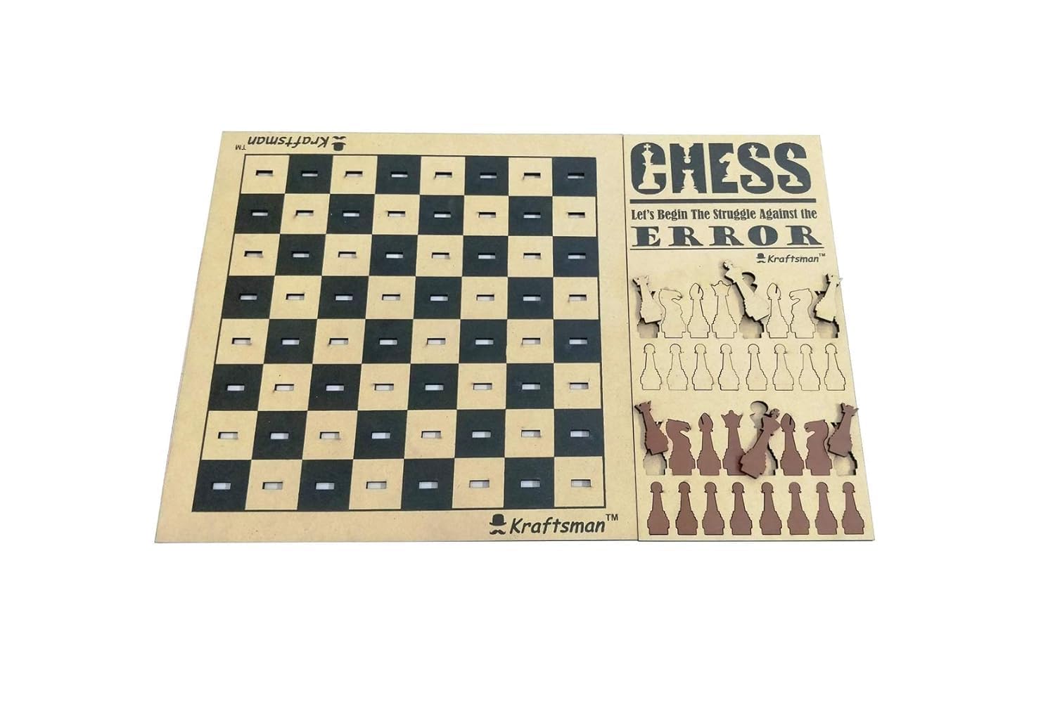 Braintastic Wooden Chess & Checkers Board Game Combo of one Board with 2 Games for Kids 5 Years and Above