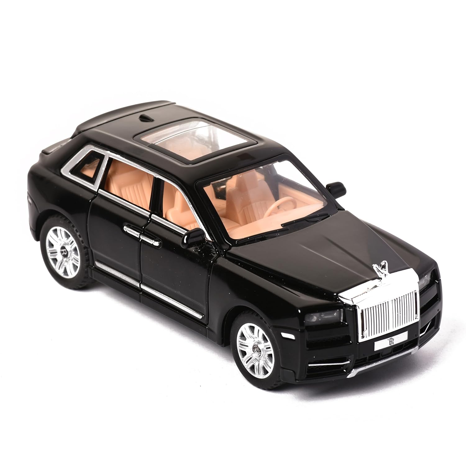 Braintastic Model Diecast Car Toy Vehicle Pull Back Friction Car with Openable Doors Light & Music Toys for Kids Age 3+ Years (Rolls Royce Black)