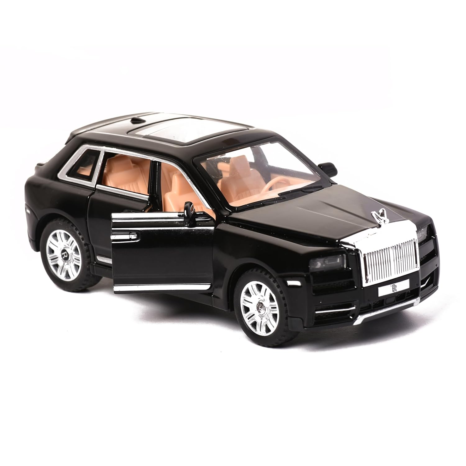 Braintastic Model Diecast Car Toy Vehicle Pull Back Friction Car with Openable Doors Light & Music Toys for Kids Age 3+ Years (Rolls Royce Black)