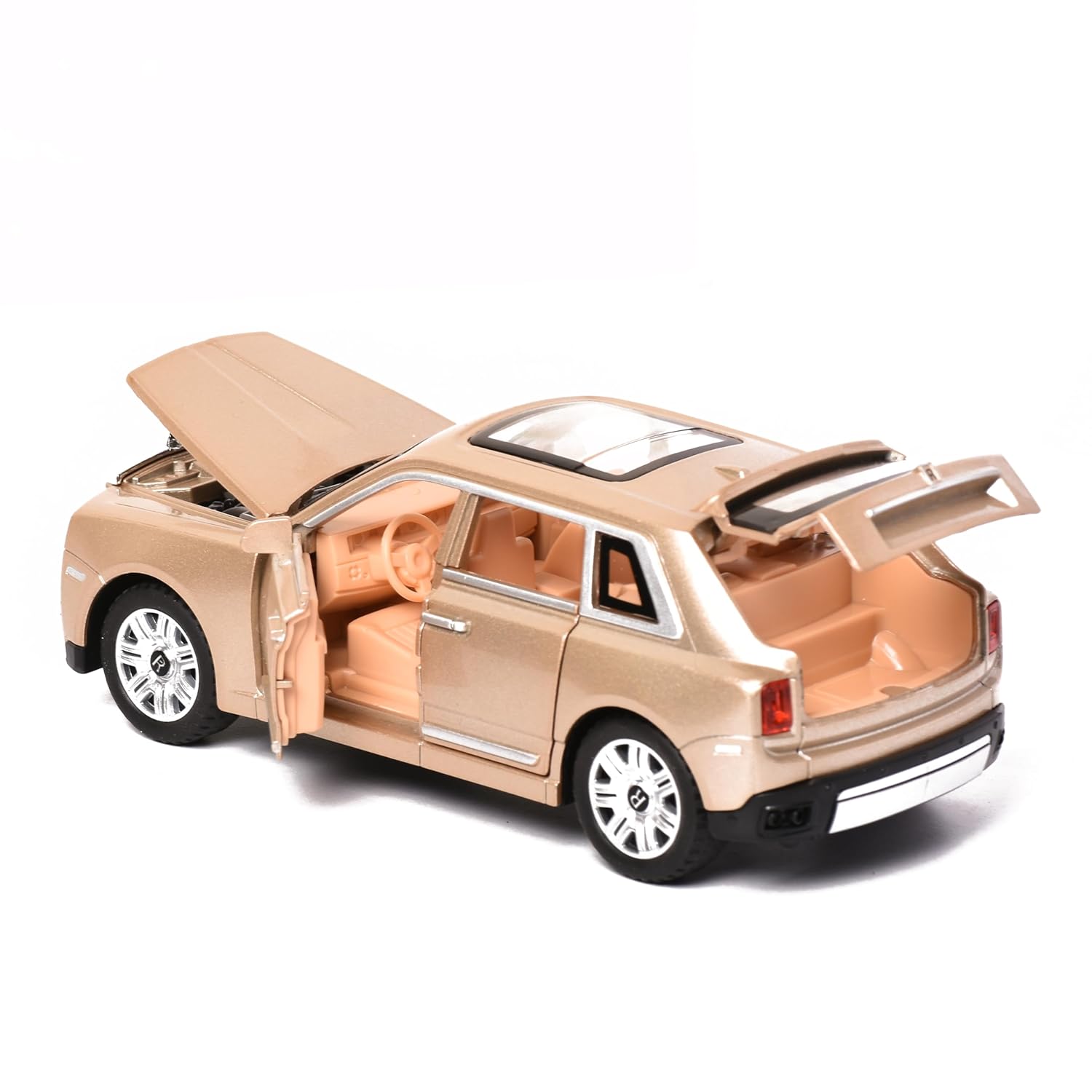 Braintastic Model Diecast Car Toy Vehicle Pull Back Friction Car with Openable Doors Light & Music Toys for Kids Age 3+ Years (Rolls Royce Beige)