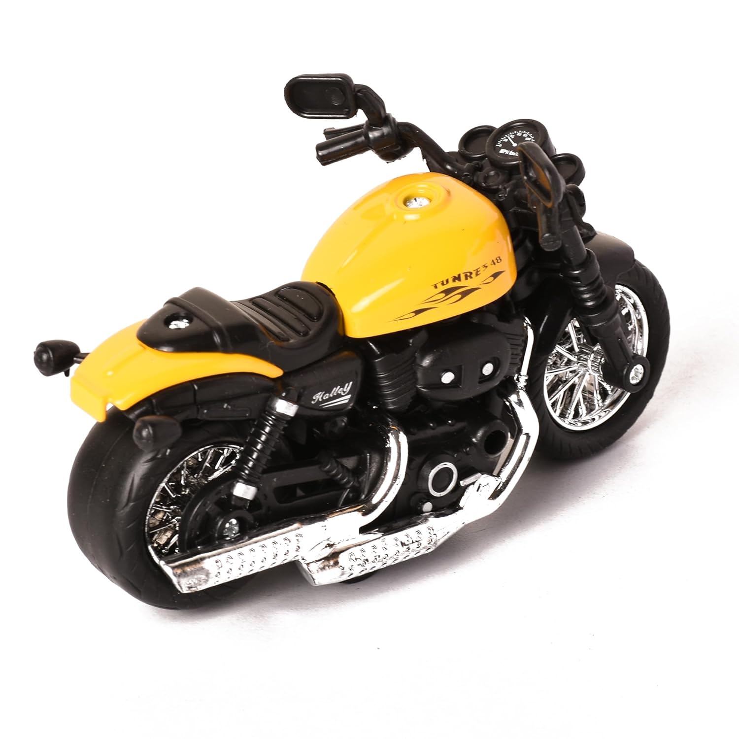 Braintastic Model Diecast Metal Bike Toy Vehicle Pull Back Friction Car Toys for Kids Age 3+ Years (Royal Enfield Yellow)