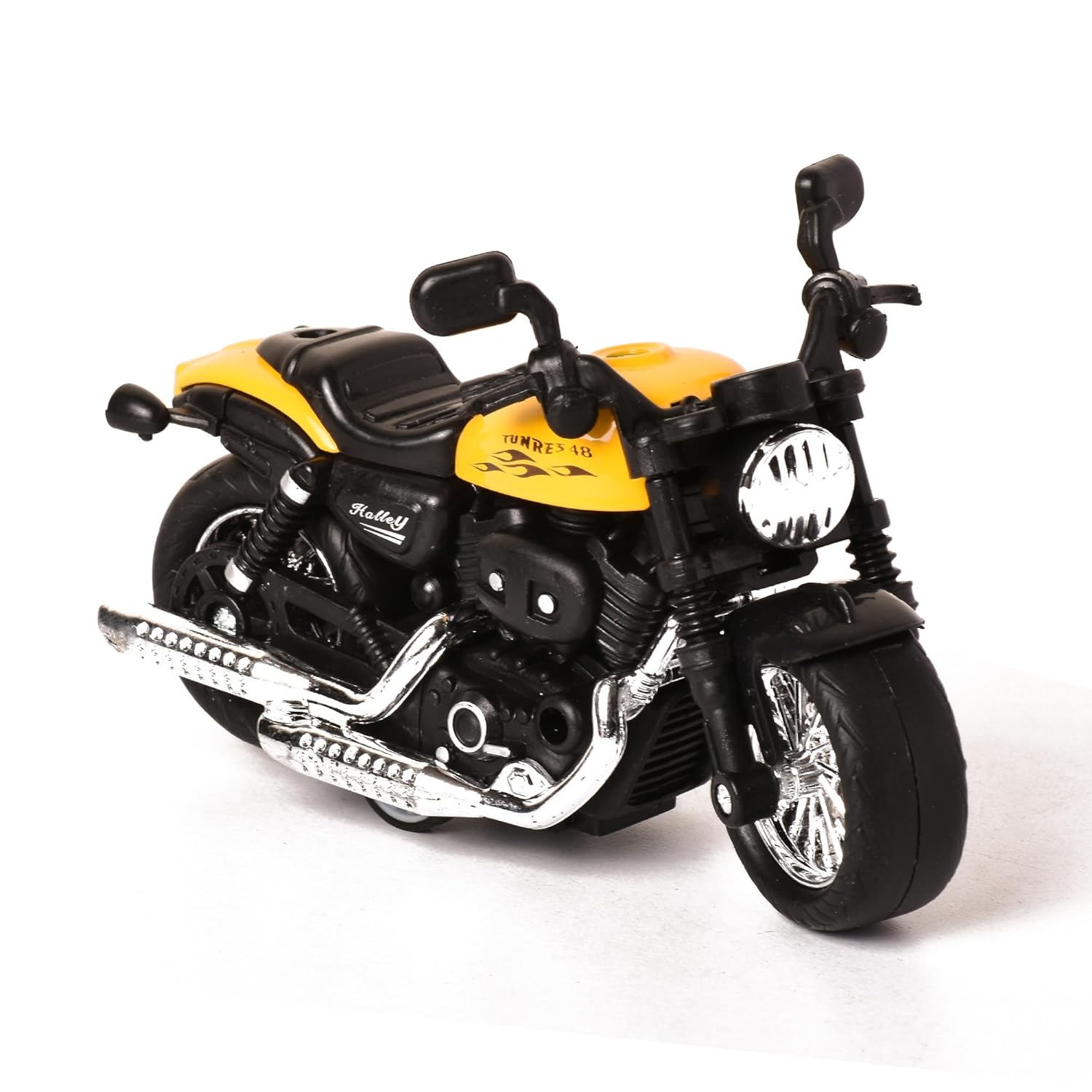 Braintastic Model Diecast Metal Bike Toy Vehicle Pull Back Friction Car Toys for Kids Age 3+ Years (Royal Enfield Yellow)