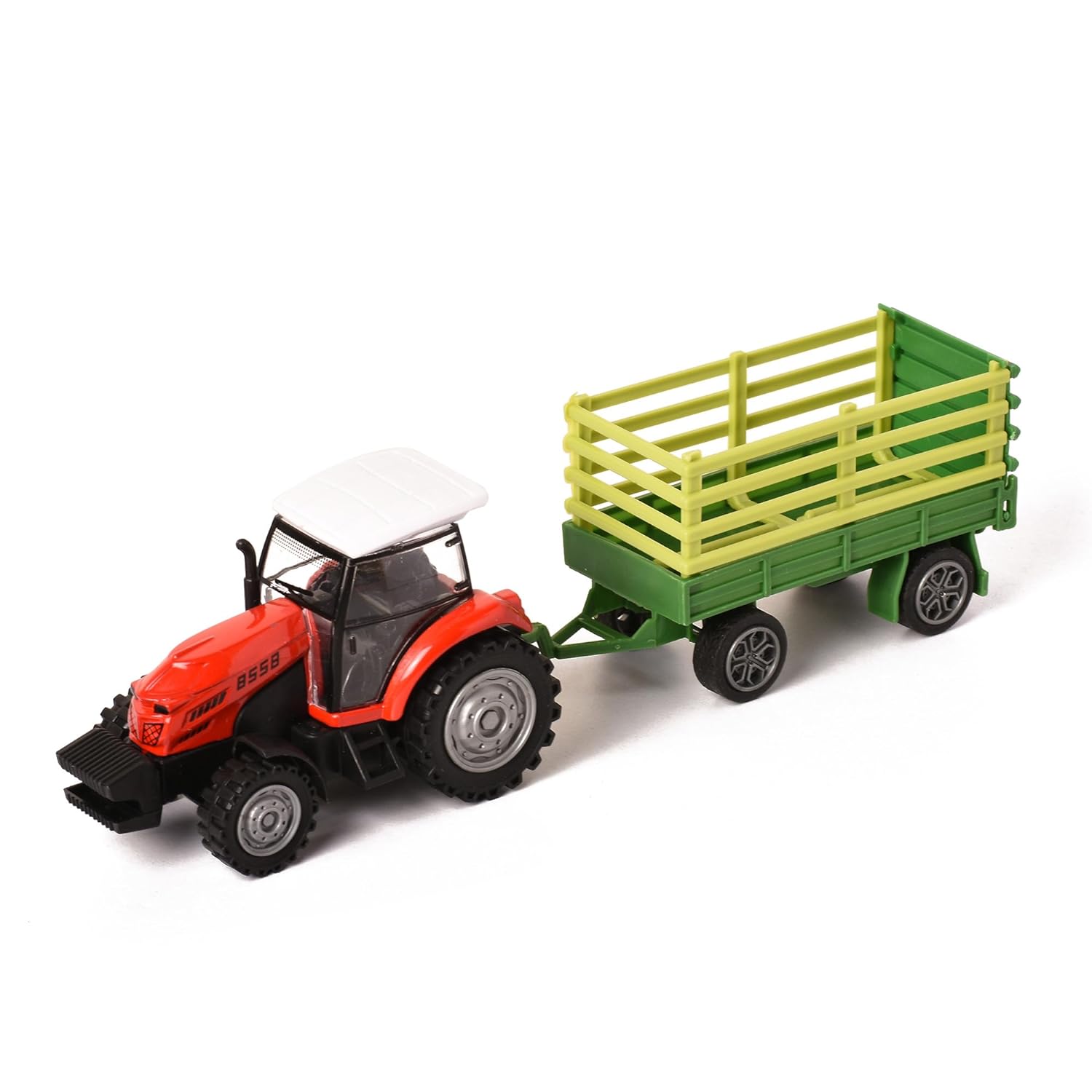 Braintastic Pull Back Inertia Vehicles Farm Tractor with Trolley Truck Agriculture Farm Friction Power Toy for Kids Age 3+ Years Design